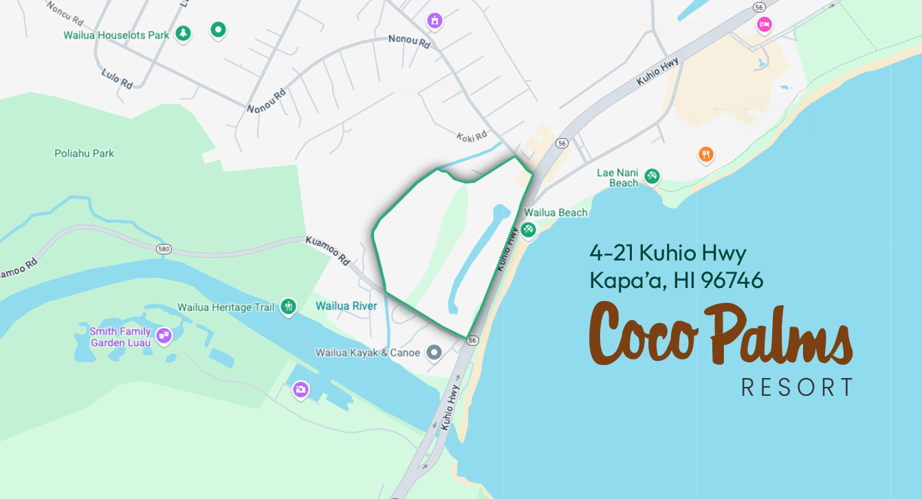 Coco Palms location closeup map.